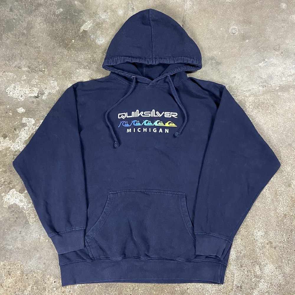 Quiksilver Michigan Sweatshirt Size‎ XL Navy Blue Multicolor Surfing Graphic